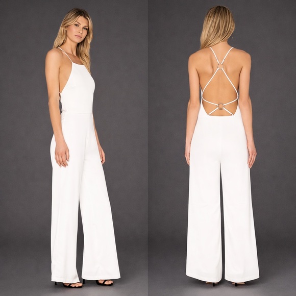 NBD Pants - NBD REVOLVE GODDESS JUMPSUIT IVORY WHITE SIZE SMALL NWT ADJUSTABLE STRAPS
